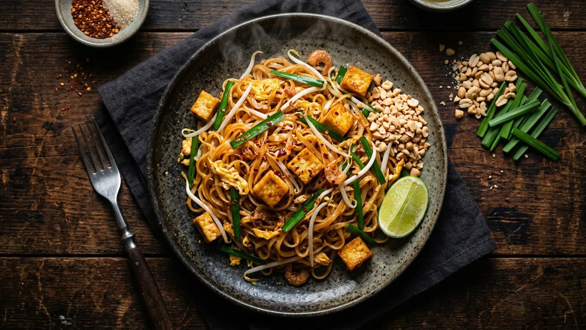 Vegetarische Pad Thai (Zonder Vissaus)